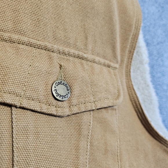 Vintage 90s Cabelas Sherpa Lined Vest Size XL Canvas Duck Canvas NUBUCK Trim WOW - Picture 4 of 14